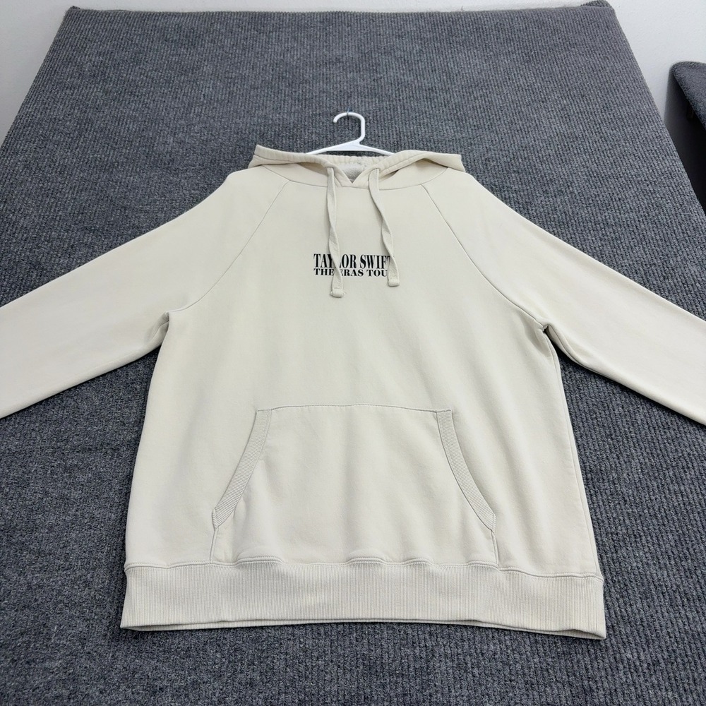 Taylor Swift The Eras Tour Hoodie Womens M Beige Cotton Graphic Concert Style